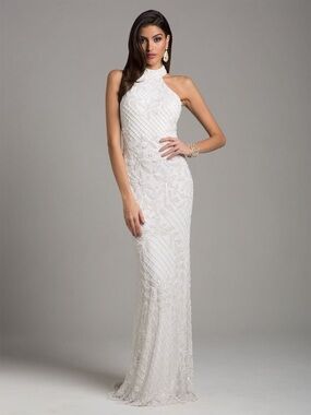 LARA White Embellished Halter Wedding Gown